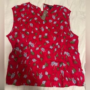 J. Crew NWT Red Floral Sleeveless Blouse